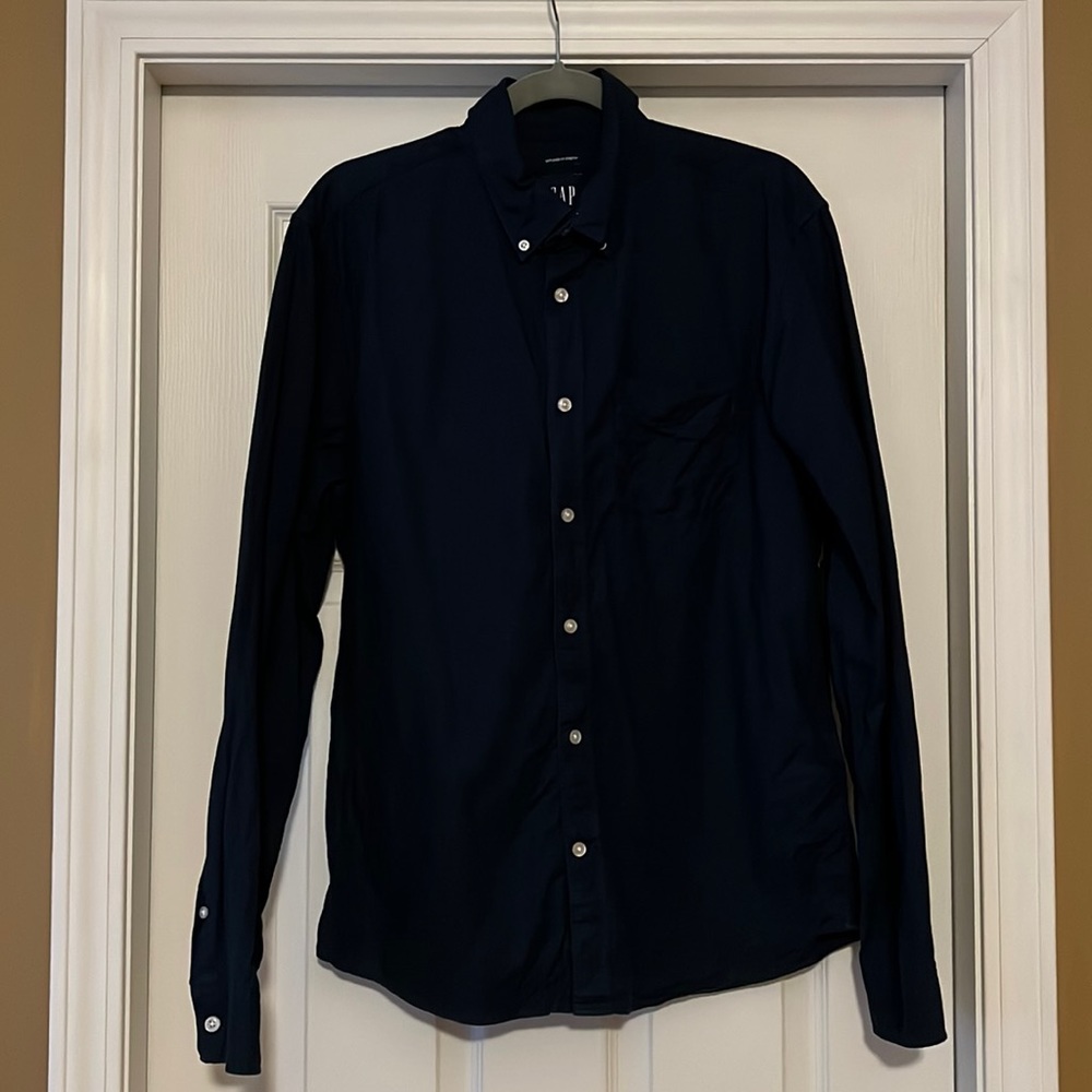 Navy Blue Untucked Dress Shirt